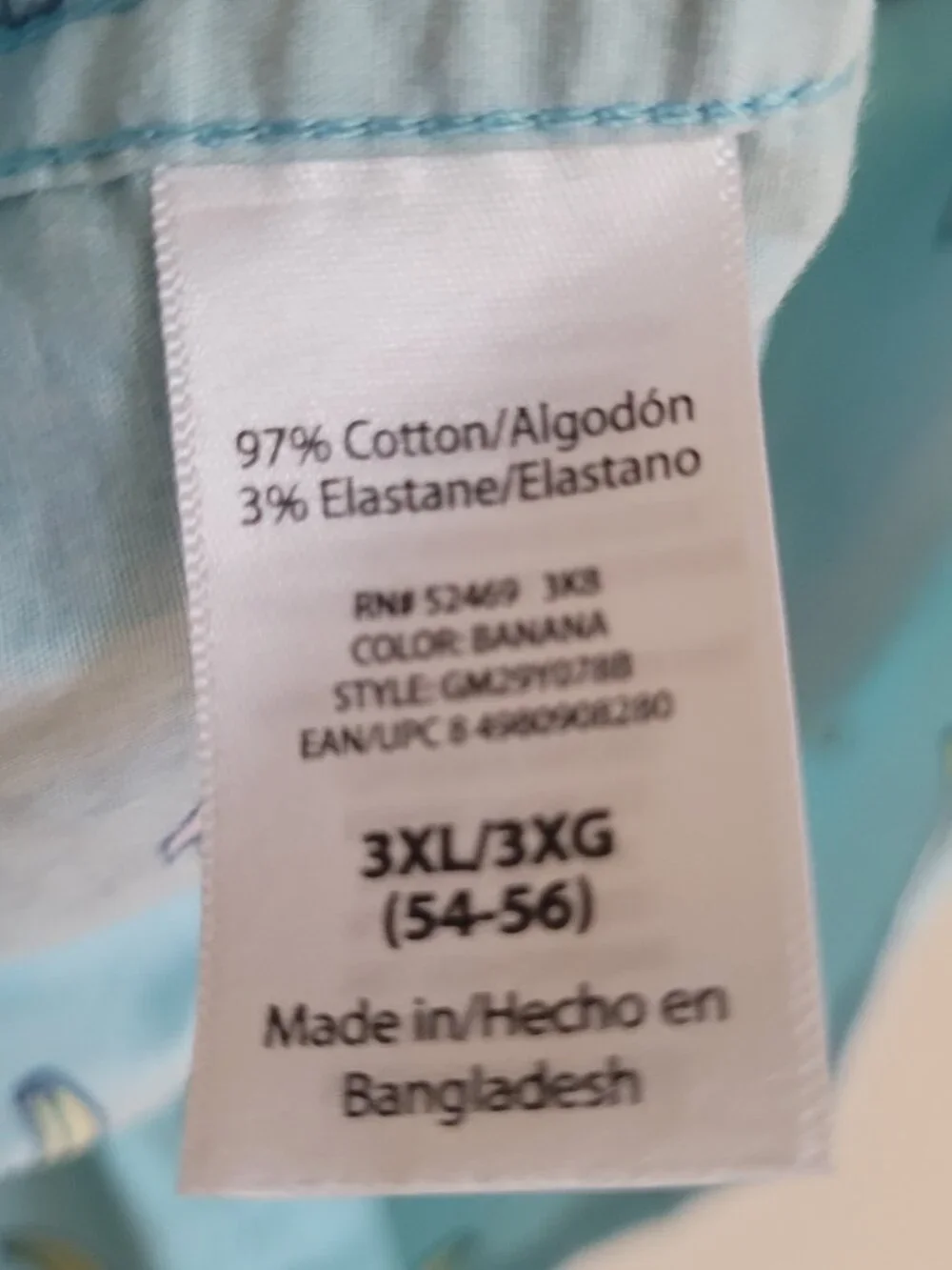 George mens short sleeve 3XL Button Down shirt Banana Graphic Teal/blue